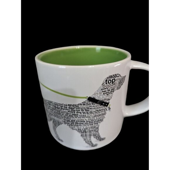 Enesco Wild About Words Retriever dog  Mug 14 OZ Dominique Vari  white green - Picture 1 of 9